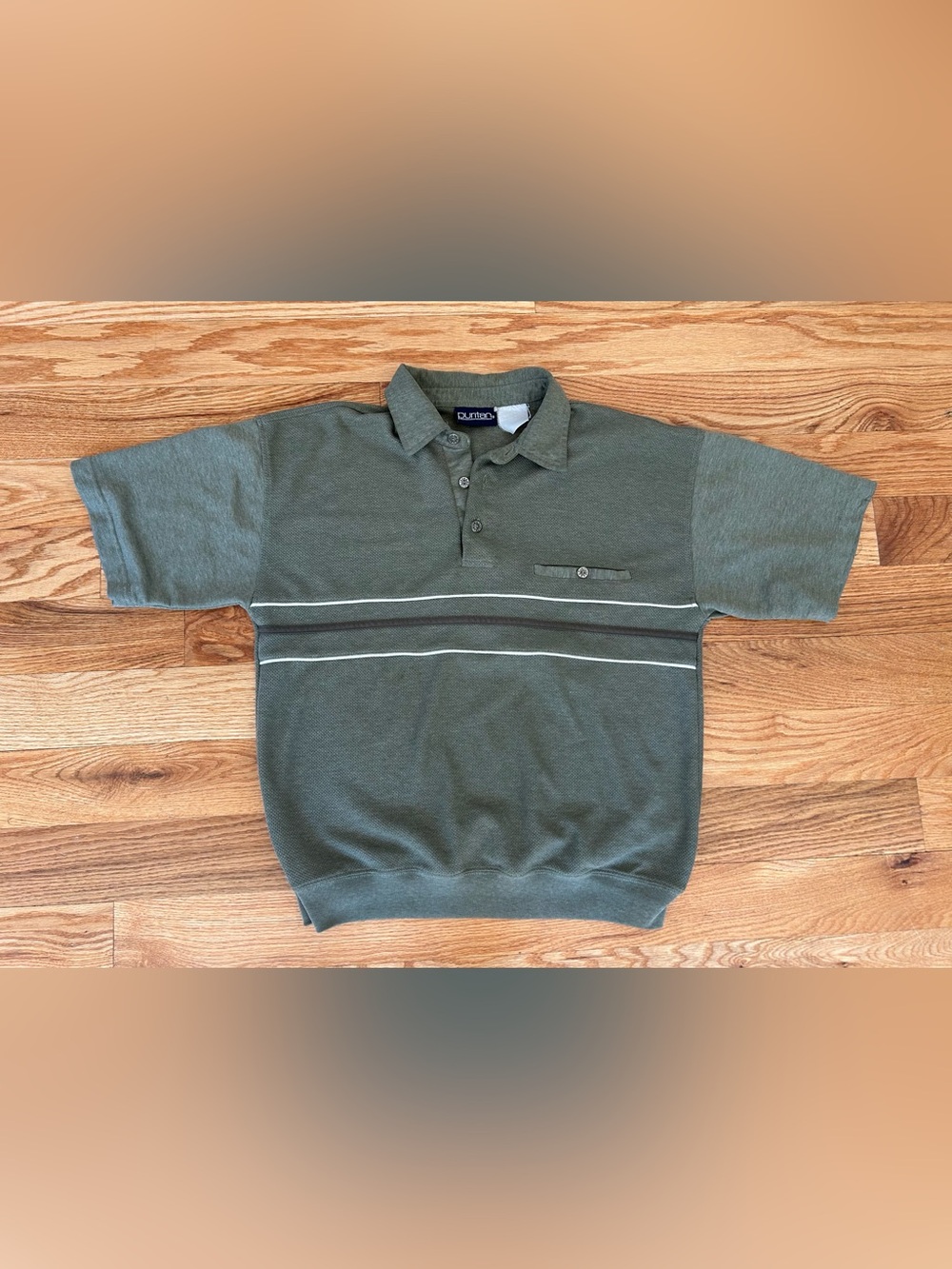 Vintage 80s/90s Puritan Knit Banded Bottom Polo Shirt olive grandpacore Small